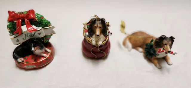 Danbury Mint Sheltie Christmas Ornament Set of 11 dogs