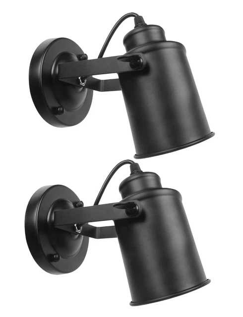 Industrial Track Lighting Ceiling Spotlight, 2 Packs Matt Black Vintage Wall ...