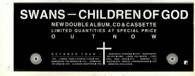 24/10/87Pt23 Advert 4X11 The Swans : Children Of God Album