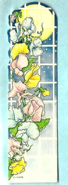 Moon Stars Window Bookmark Flowers by Night Floral Antioch Gift Enclosure 1984