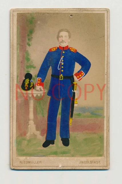 Antikes CDV Foto - Offizier mit Raupenhelm Ingolstadt unter  König Ludwig I  #30