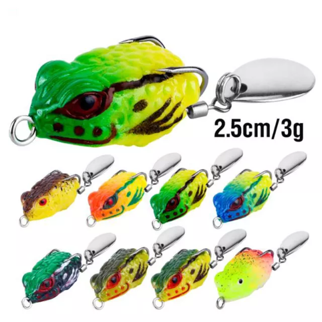 8PCS 2.5cm/3g Mini Frog Lure Topwater Soft Swimbait with Blade Bass Trout New