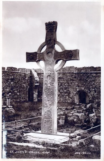 IONA - St. John's Cross Real Photo Postcard rppc - Scotland