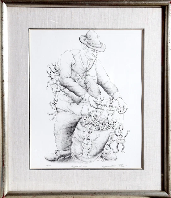 Seymour Rosenthal, Puppet Vendor, Lithograph, Signed and Numbered in Pencil