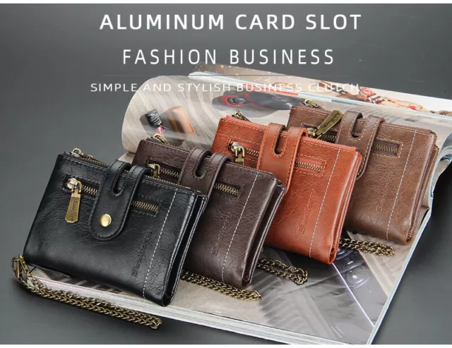 RFID Blocking Men's Leather Bifold Credit Card ID Holder Wallet Flap Wallet