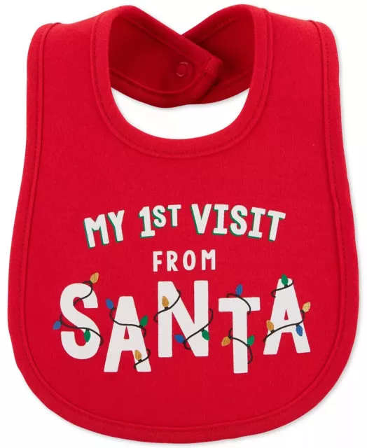 My First Visit From Santa Baby Bib Christmas Red Water Barrier, Machine Washable