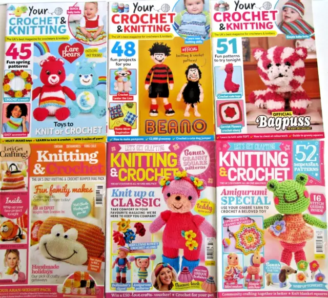 7 x 'Let's Get Crafting Knitting & Crochet' Magazines -Patterns to Knit - Toys
