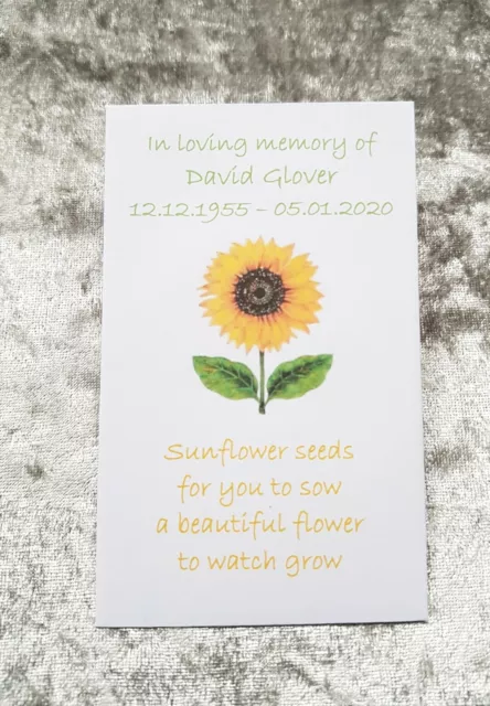Forget Me Not Funeral Seeds Memorial gift Personalised seed packet
