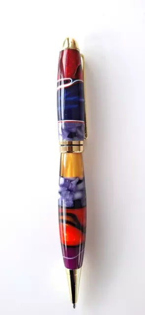 BPT Pen No 437 European Slimline. Multi Coloured. Gold Trim