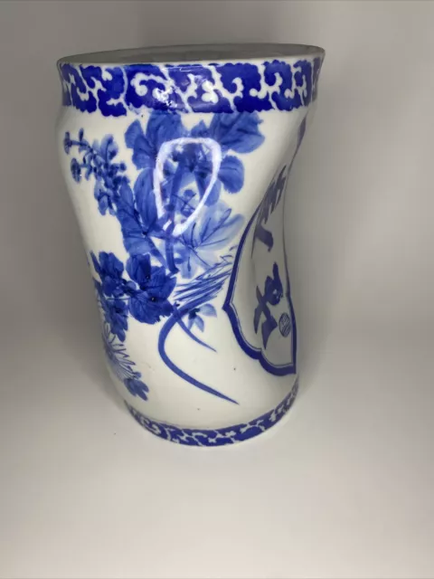 Vintage Asian Chinese Porcelain Headrest  Pillow Opium Cobalt Blue Decorated