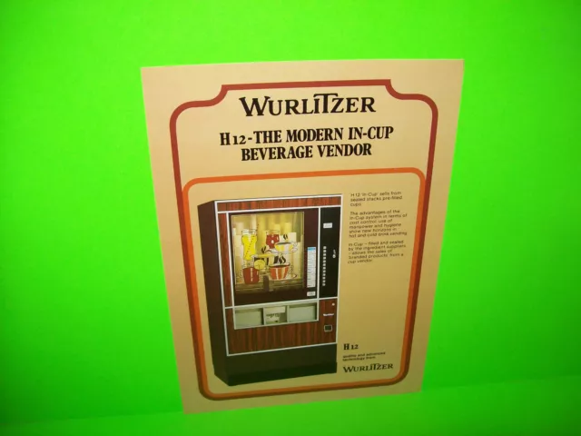 H 12 Vendor Wurlitzer Original Coffee Beverage Vending Machine Sales Flyer