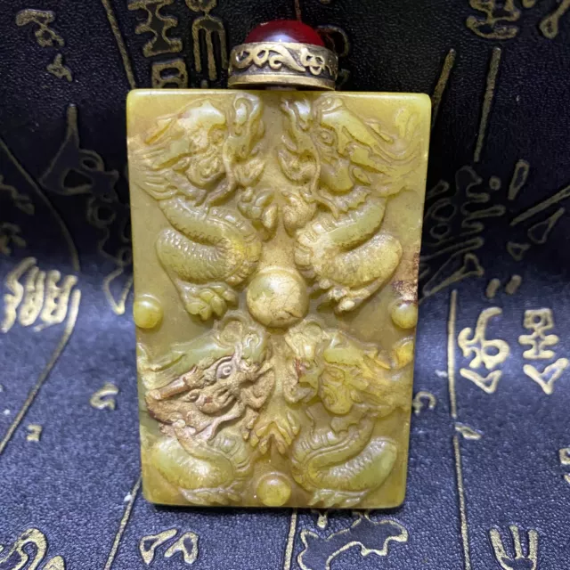 Old China,exquisite jade,pure manual carving,Jadeite Hetian jade ,Snuff Bottle