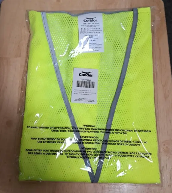 BRAND NEW Condor High Visibility Safety Work Vest L/XL Class 2 Yellow/Green