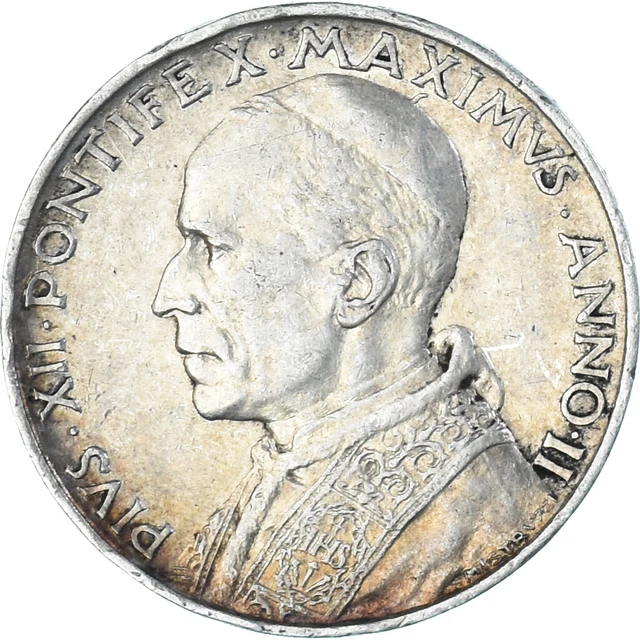 [#1149901] Coin, VATICAN CITY, Pius XII, 5 Lire, 1940, Roma, AU, Silver, KM:28