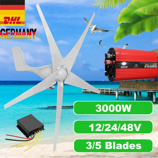 Banborba 500W Vertikale Windturbine - 5-Blatt Windgenerator Für 12V/24V Mit Steuergerät