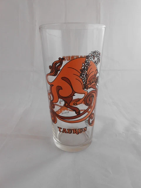Vintage Arby's Taurus Drinking Glass, Tumbler, 1976, Beverly, Barware, Astrology
