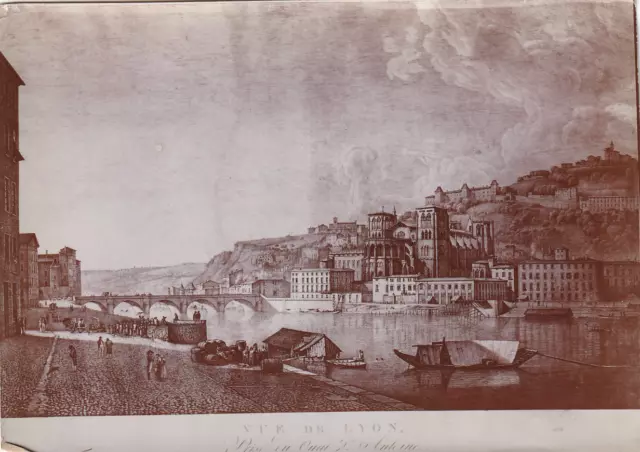 LYON VUE DU QUAI SAINT ANTOINE PHOTO d after engraving 17 x 12 cm approx.