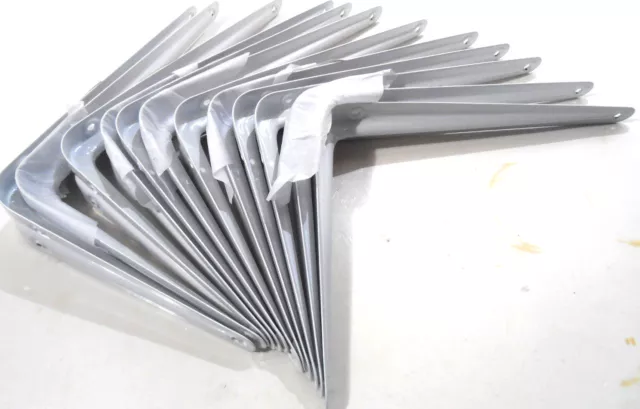Shelf Brackets 6" Inch X 8" Inch Twelve 12 Pc.  6" X 8" White Metal