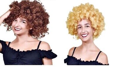 Carnevale Halloween Parrucca Riccia Afro Bionda O Castana Cosplay Curly Wig