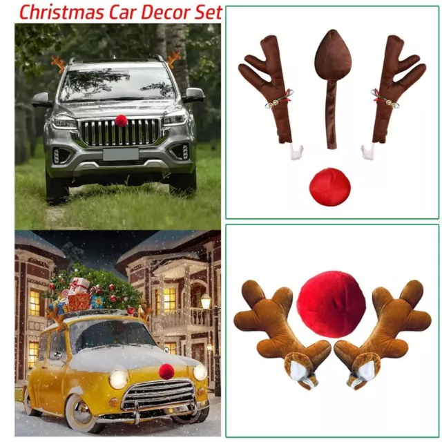Red Nose Horn Costume Set Christmas Car Decor  Christmas Supplies