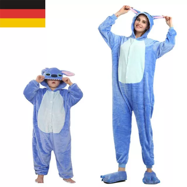 Nachtwäsche Blauer Stitch Pyjama Cosplay Kostüm Cartoon Tier Passen Xmas Party