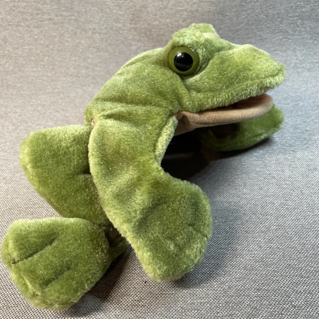 FOLKMANIS FOLKTAILS FROG Hand Puppet BULLFROG TOAD Plush Green