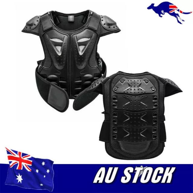 Black Child Peewee Kid Youth Body Armour Protector MX Jacket Motorcycle Vest