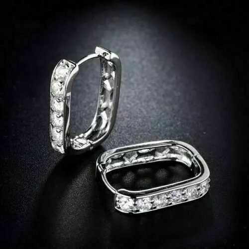 1.75Ct Round Cut Simulated Diamond Pretty Hoop Earrings In 14k White Gold Plated