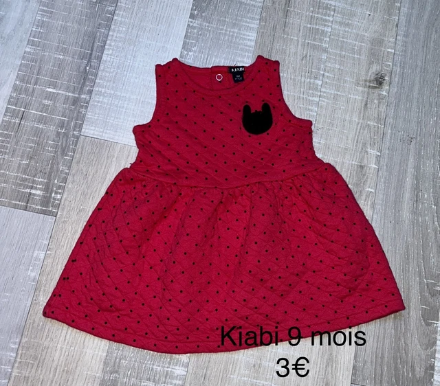Robe D'été En Lin Pour Bébé Fille 6 Mois - Rose Avec Motif Chat & Volants - Kiabi - Très Bon état