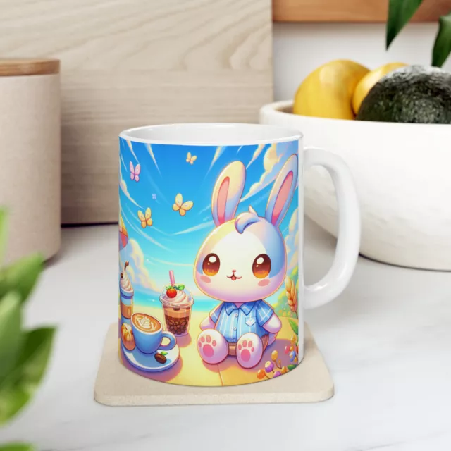 Cute Rabbit, Coffee Lover, Birthday Gift, Ceramic Mug, 11oz