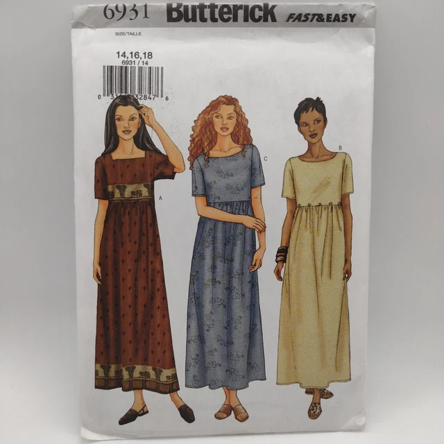 Butterick 6931 Misses/Misses Petite Sz 14 16 18 Dress Sewing Pattern FF UNCUT