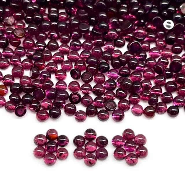 200 Pcs Natural Garnet 2.3mm Round Cabochon Loose Gemstones Wholesale Lot