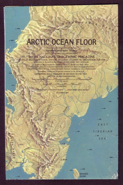 1970s Vintage Arctic Ocean Abyssal Plain Wall Map (folded)