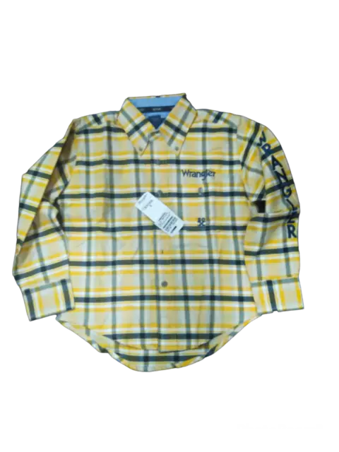 Camicia Wrangler 20X manica lunga cowboy western country bambino scozzese 5/6 A