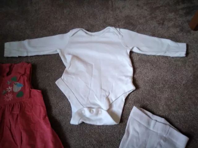 Baby Girls Dress Long Sleeve White Vest Top 3-6 Months Used 2