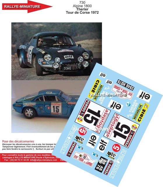 1:43 decals for Alpine Renault A110 Gitanes Tour de Corse 1975 #3
