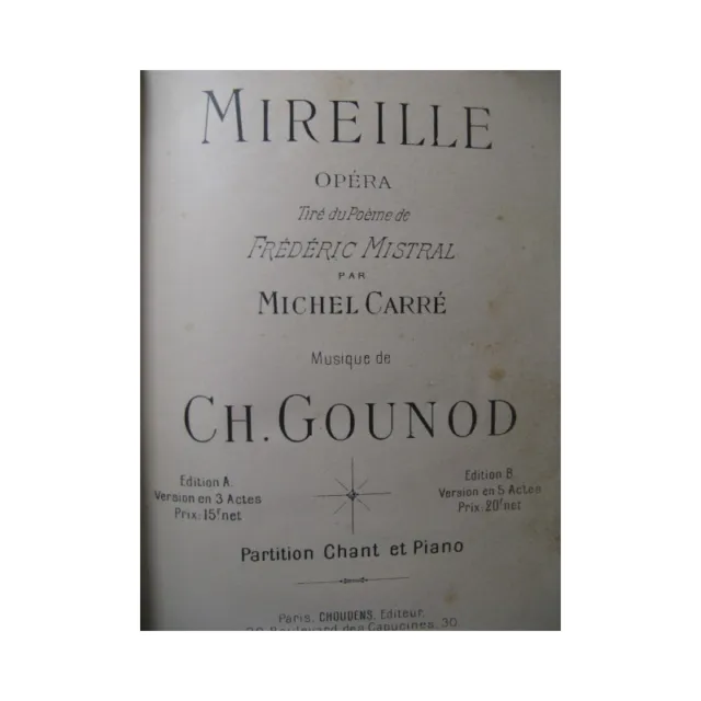 GOUNOD Charles Mireille Opéra Chant Piano