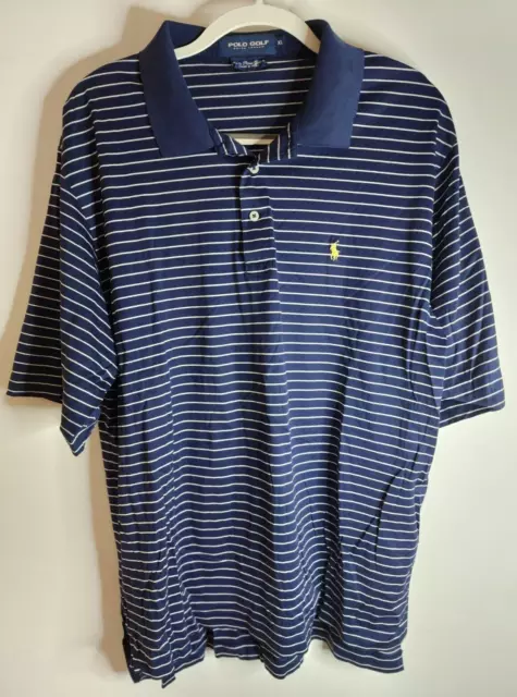 Ralph Lauren Polo Golf XL Men's Navy Blue Striped Shirt Preowned.