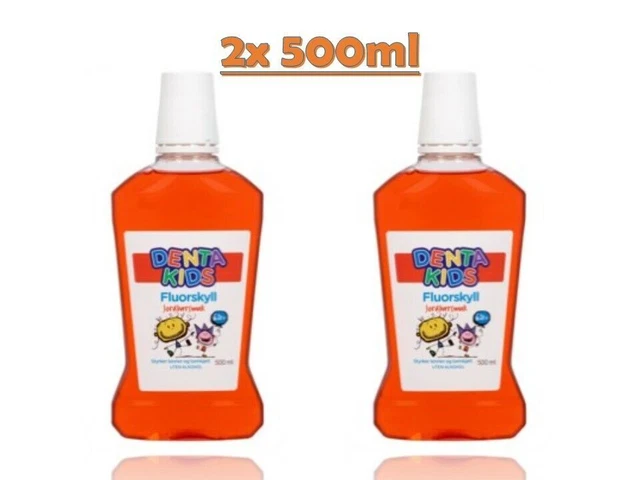 Denta Kids Fluorure Bain de Bouche Liquide Saveur Fraise 2x500ml