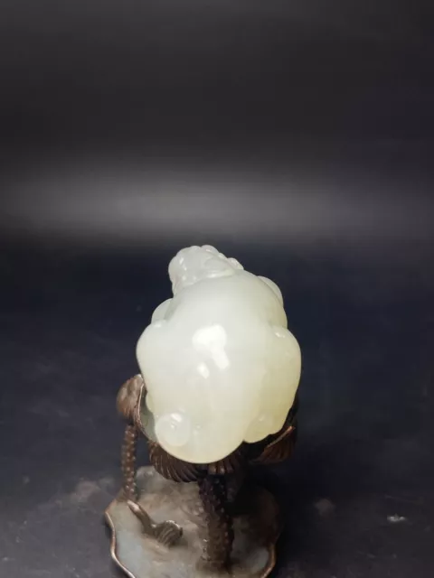 Chinese Exquisite Handmade Brave Troops carving Hetian Jade Statue 2