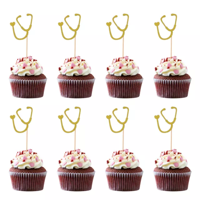 Nursing Cupcake Toppers - 24 Stethoscope Picks for Nurse Party Decor-BY