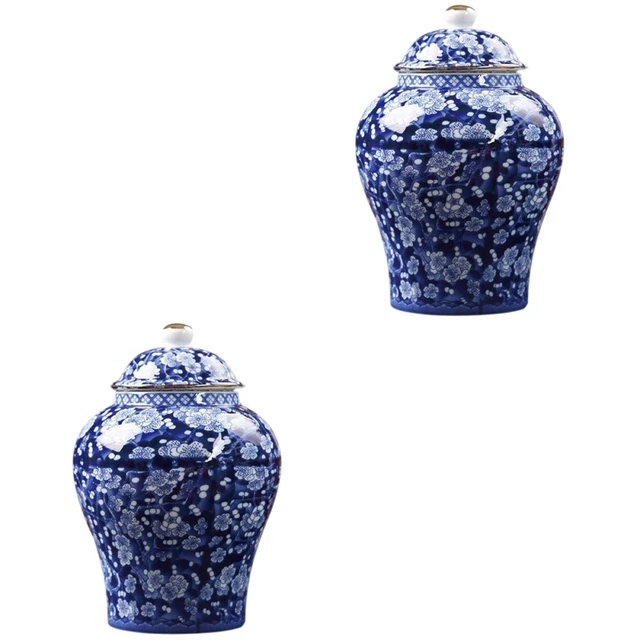 2 PCS Petit Boîte À Thé En Porcelaine Bleue Et Blanche Terrarium Service À Thé