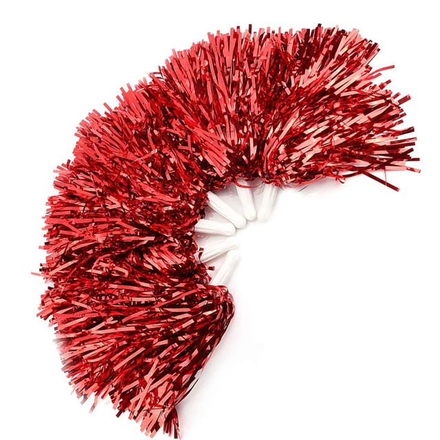 (red)7 Colors Cheerleading Pom Poms Cheerleading Costume Sports Pompoms