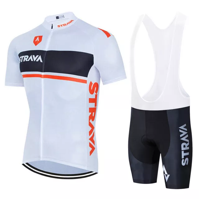 White Cycling Jersey Bib Short Set Bicycle Road Bike Strava Shirt Ride Clothes