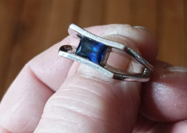 ZX - Bague Argent 925 Pierre Bleue Taille 55 Style Ancien Vintage - Montres & Bijoux
