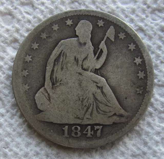 1847-O Seated Liberty Silver Half Dollar Early Rare Date Type Coin VG Cleaned