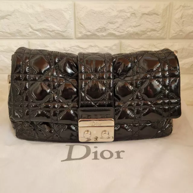 CHRISTIAN DIOR CANNAGE Quilted Chain Shoulder Bag New Rock Black ...
