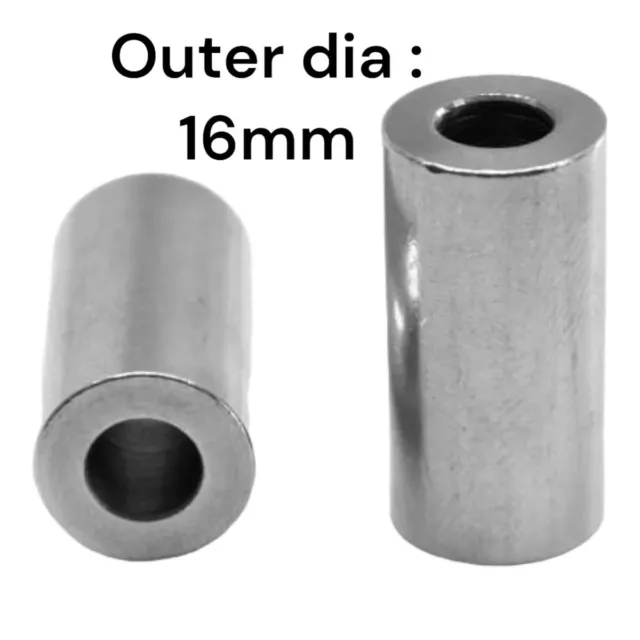 ID=8.2/OD=16/L=20mm Metal Steel Unthreaded Standoff Spacer Bush Sleeve x 2 pcs