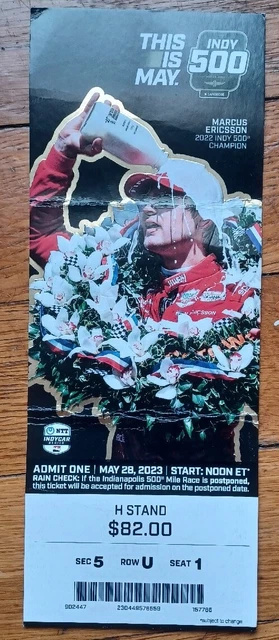 2023 Indianapolis Indy 500 Ticket Stub Marcus Ericsson Josef Newgarden Multi Cre