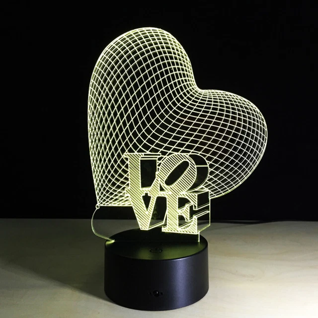 3D LAMP VISUAL Light Effect Touch Colors Changes Night Light (Love